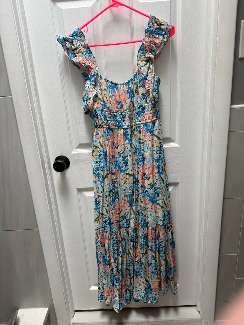 Abercrombie & Fitch Blue & Pink Floral Maxi Dress